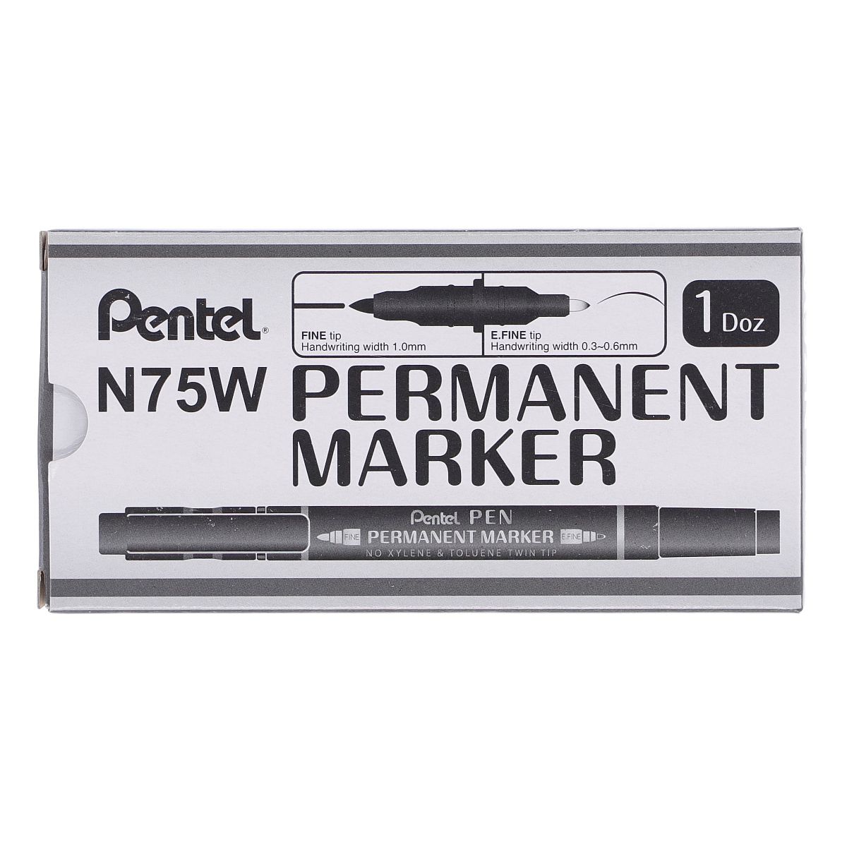 Foliopis Pentel dustronny, czarny mixmm (N75W-AE)