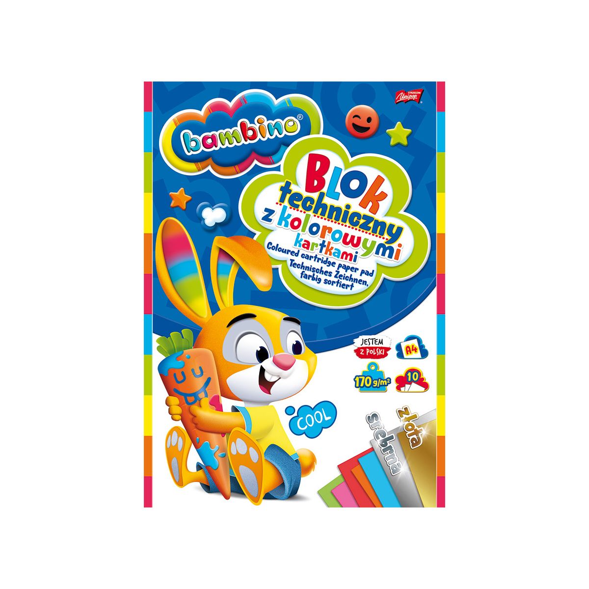 Blok techniczny Bambino kolor A4 160g 10k [mm:] 210x297 Unipap