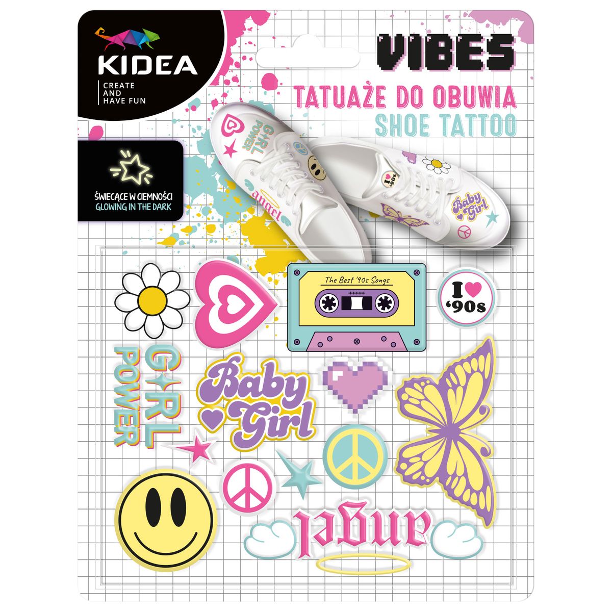 Tatuaż Kidea GOOD VIBES TATUAŻE DO OBUWIA ŚWIECĄCE W CIEMNOŚCI (TZOCKA)