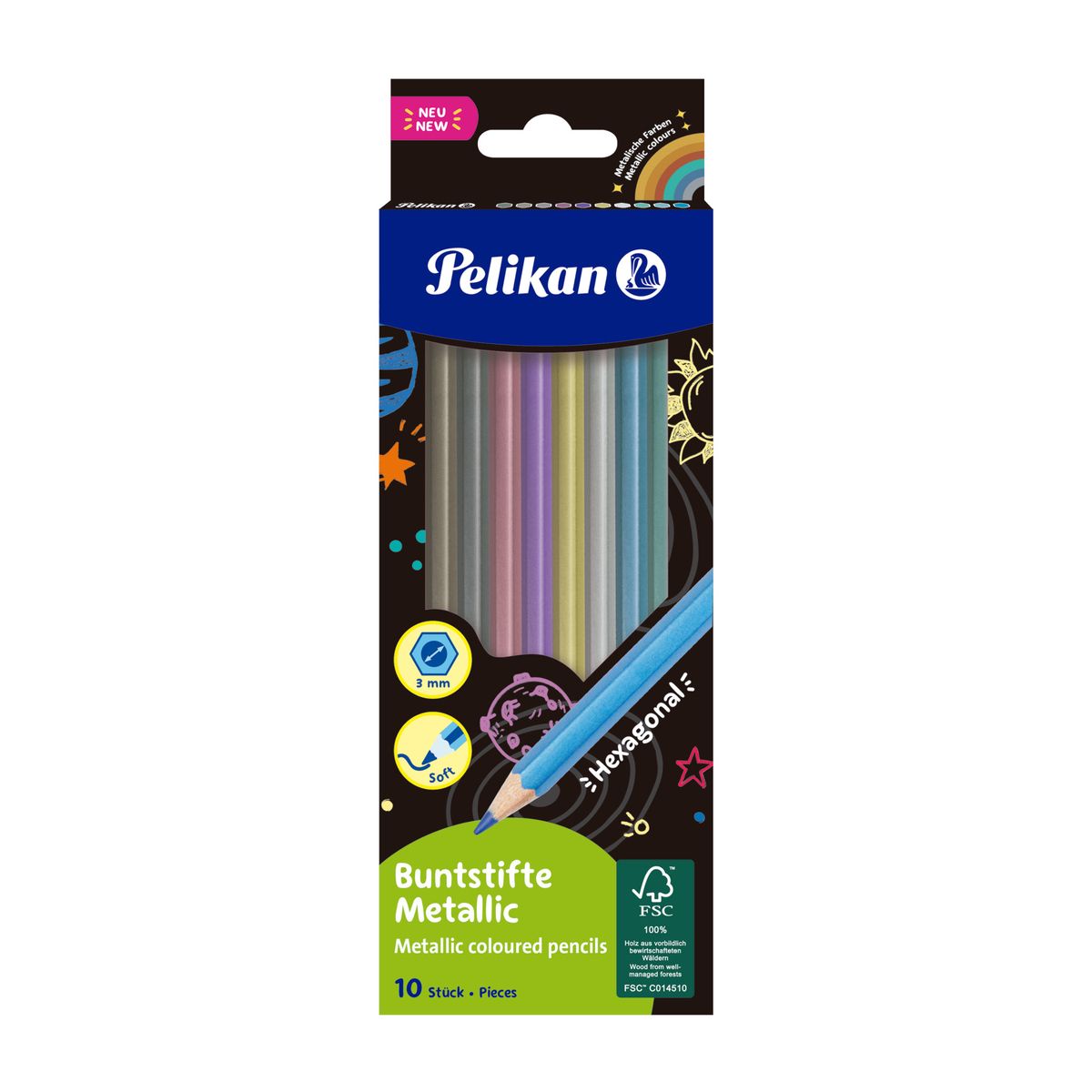 Kredki ołówkowe metallic 701235 10 kol. Pelikan (300001202)