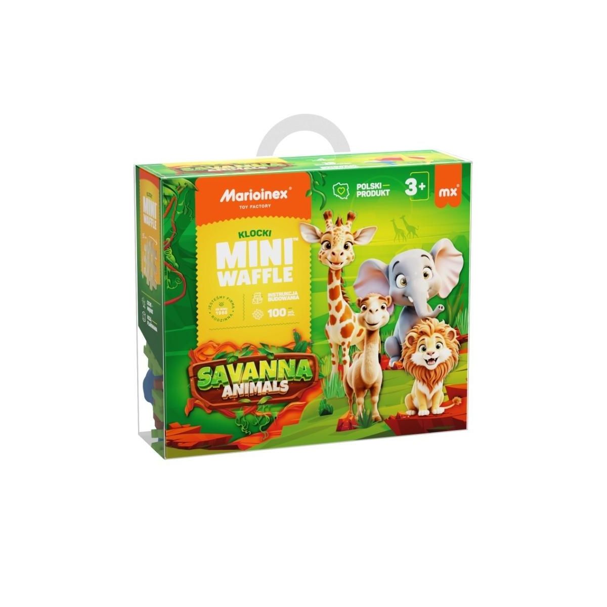 Klocki konstrukcyjne Marioinex Mini Waffle 100el Animals Sawanna (5903033907085)