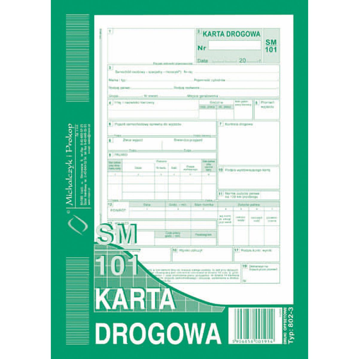 Druk offsetowy Karta drogowa ? sam. osob. A5 A5 80k. Michalczyk i Prokop (802-3)