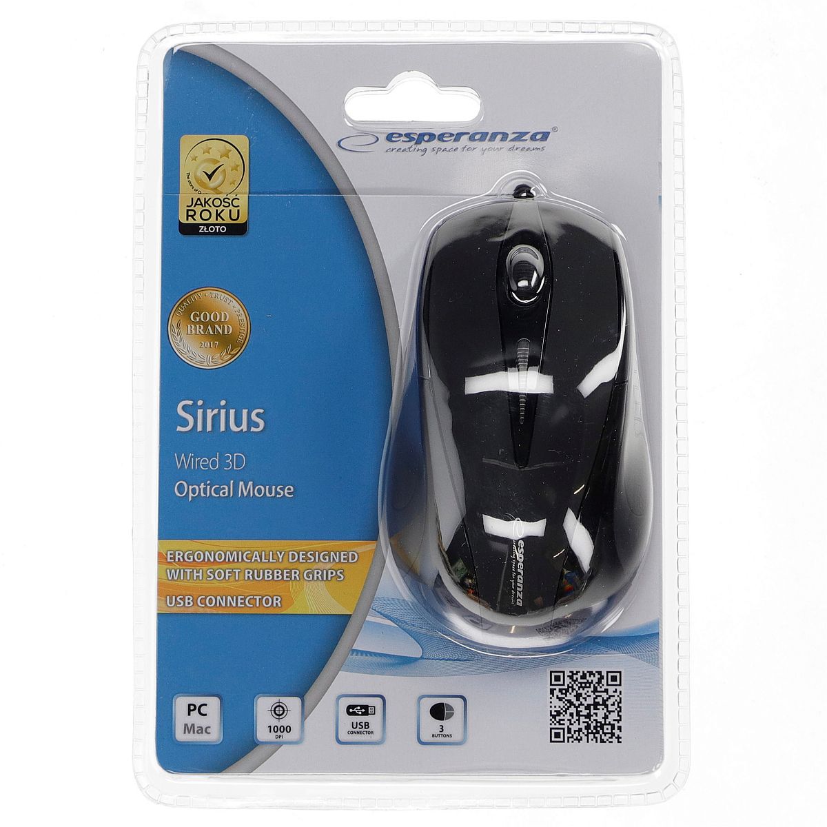 Mysz EM102k Sirius 3D czarny Esperanza (em102k)