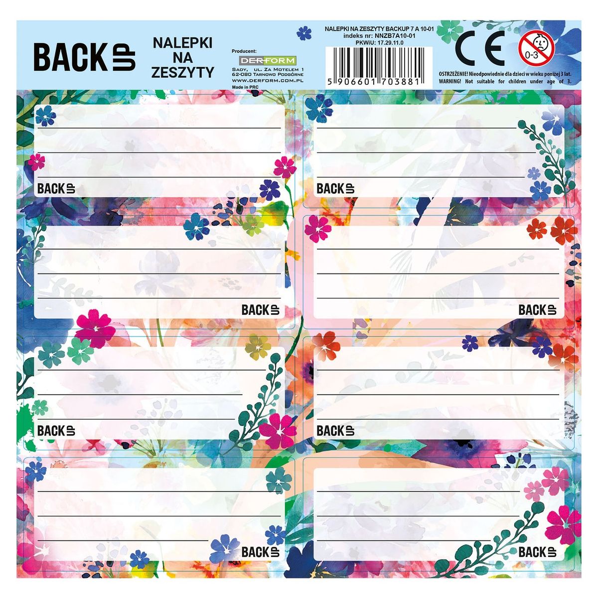 Naklejka na zeszyt Derform Backup 7 (NNZB7A10)
