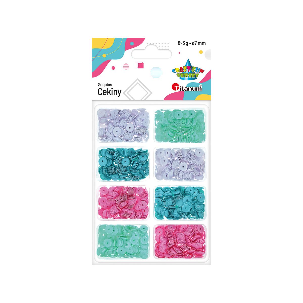 Cekiny Titanum Craft-Fun Series okrągłe zestaw 4 kolorów mix 24g (BR230009)