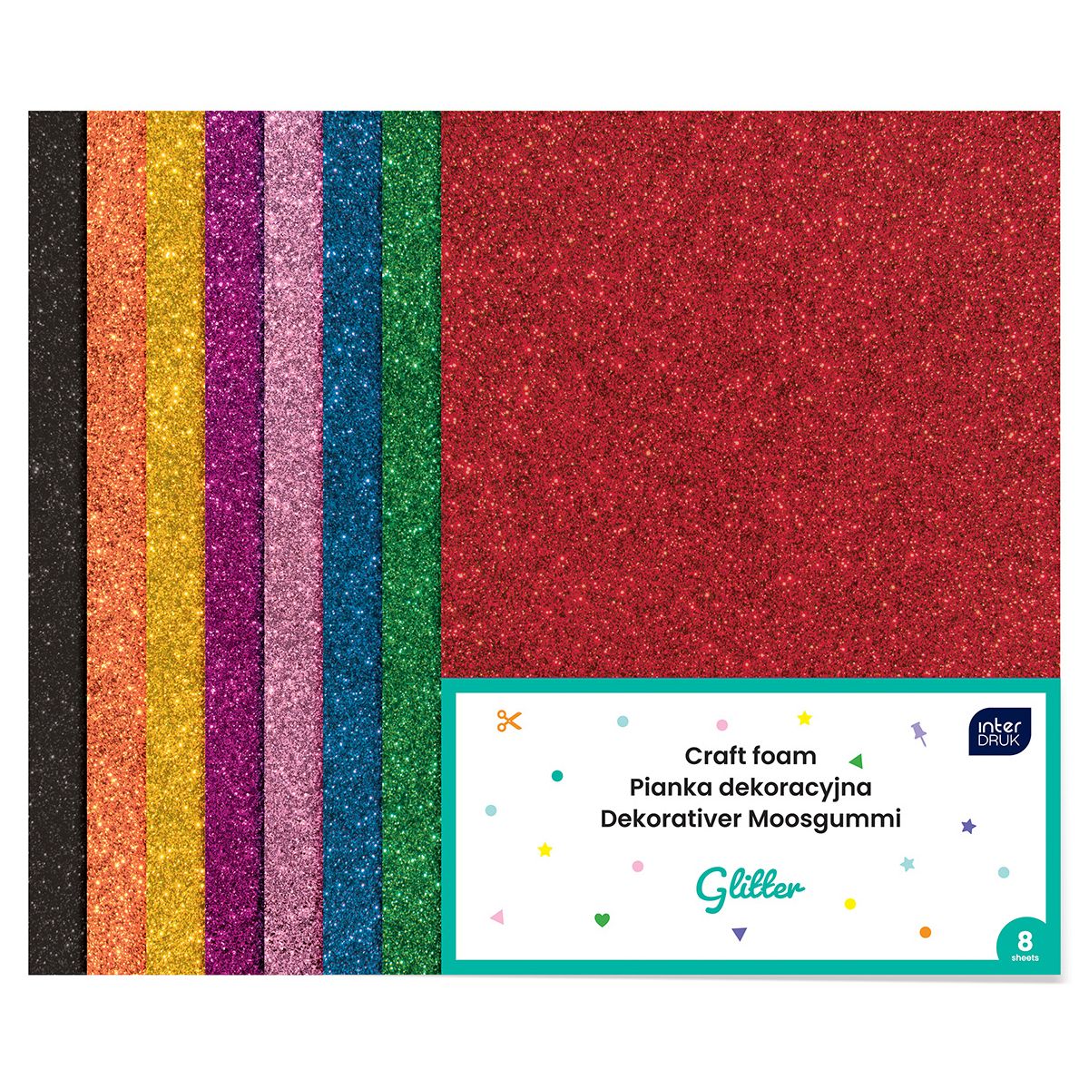 Arkusz piankowy pianka dekoracyjna NC-002 kolor: mix 8 ark. Interdruk (IPIANC002)