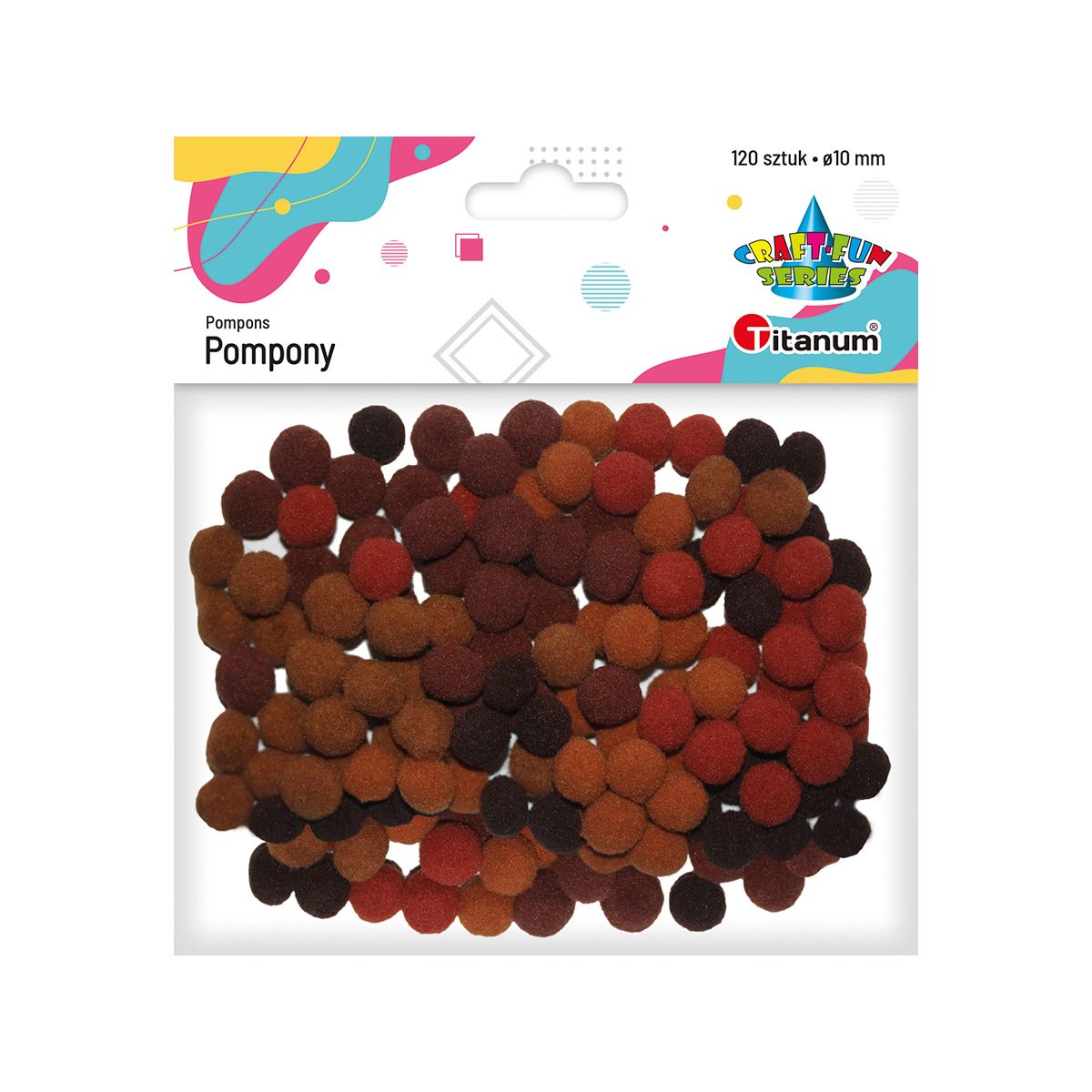Pompony Titanum Craft-Fun Series brązowy 120 szt (0126B)