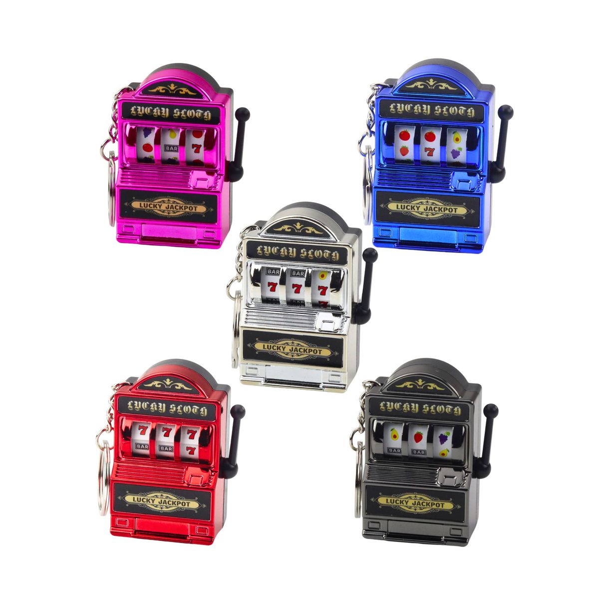 Brelok Mini Maszyna Kasynowa Slot Automat Ruchomy Drążek Mix Kolor Lean (22104)