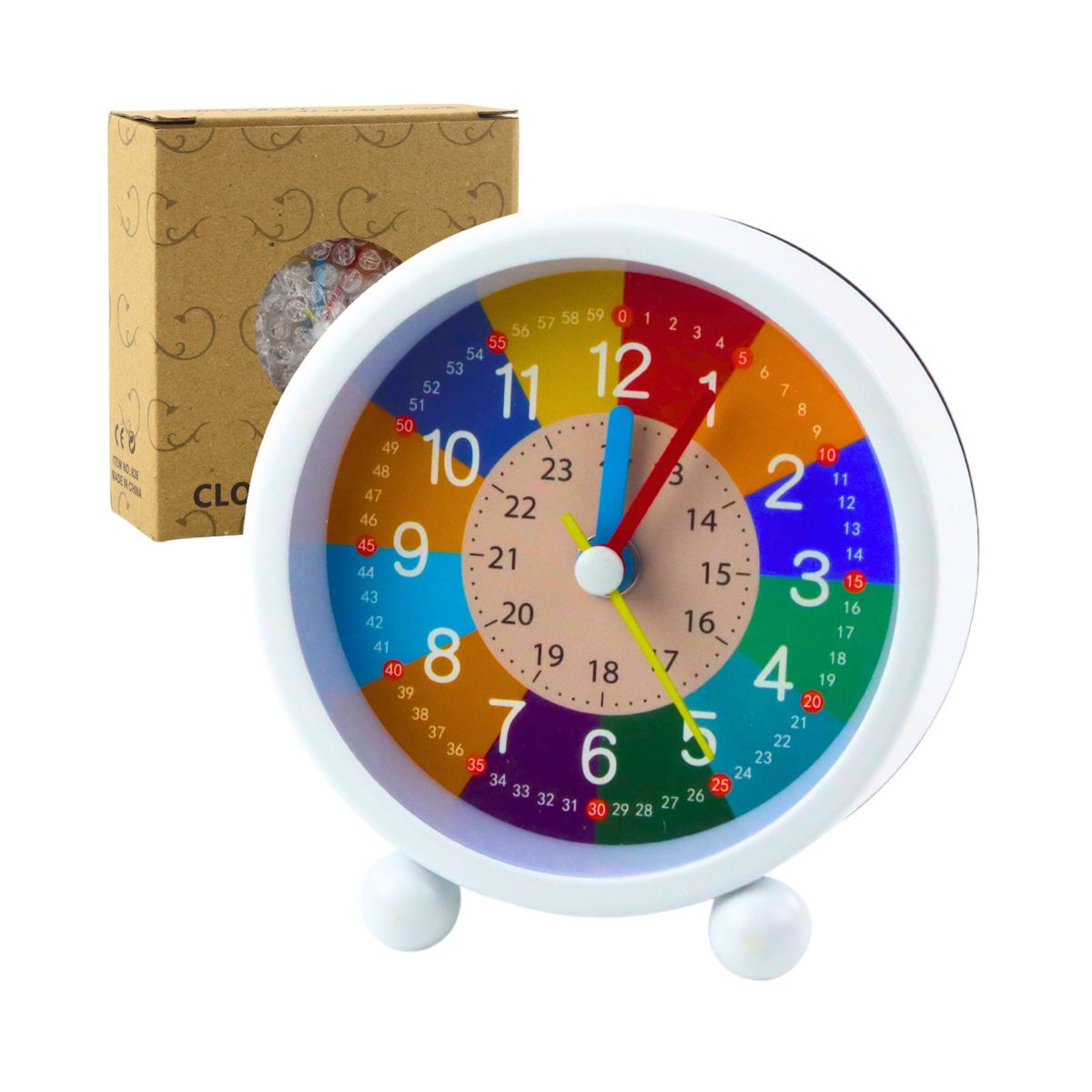 Zegarek dla dzieci Budzik Dziecięcy Edukacyjny Kwarcowy Minuty Sekundy Kolorowy 9cm Lean (26980)