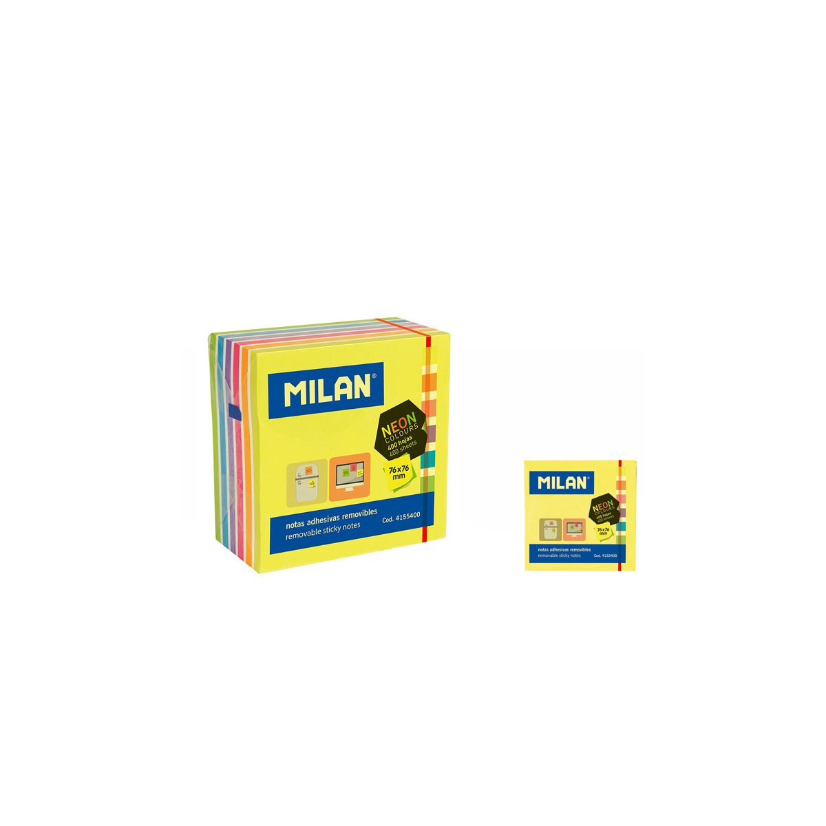 Notes samoprzylepny (karteczki) Milan Neon mix 400k [mm:] 76x76 (4155400)