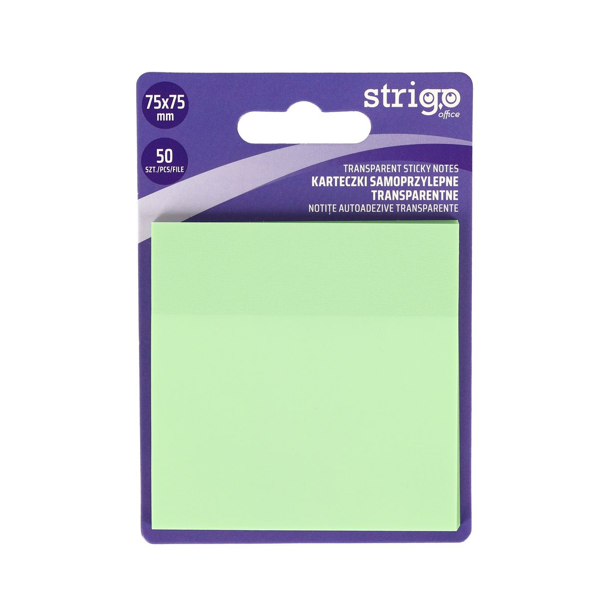 Notes samoprzylepny (karteczki) Strigo NEONOWE jasnozielony 50k [mm:] 75x75 (SSN027)
