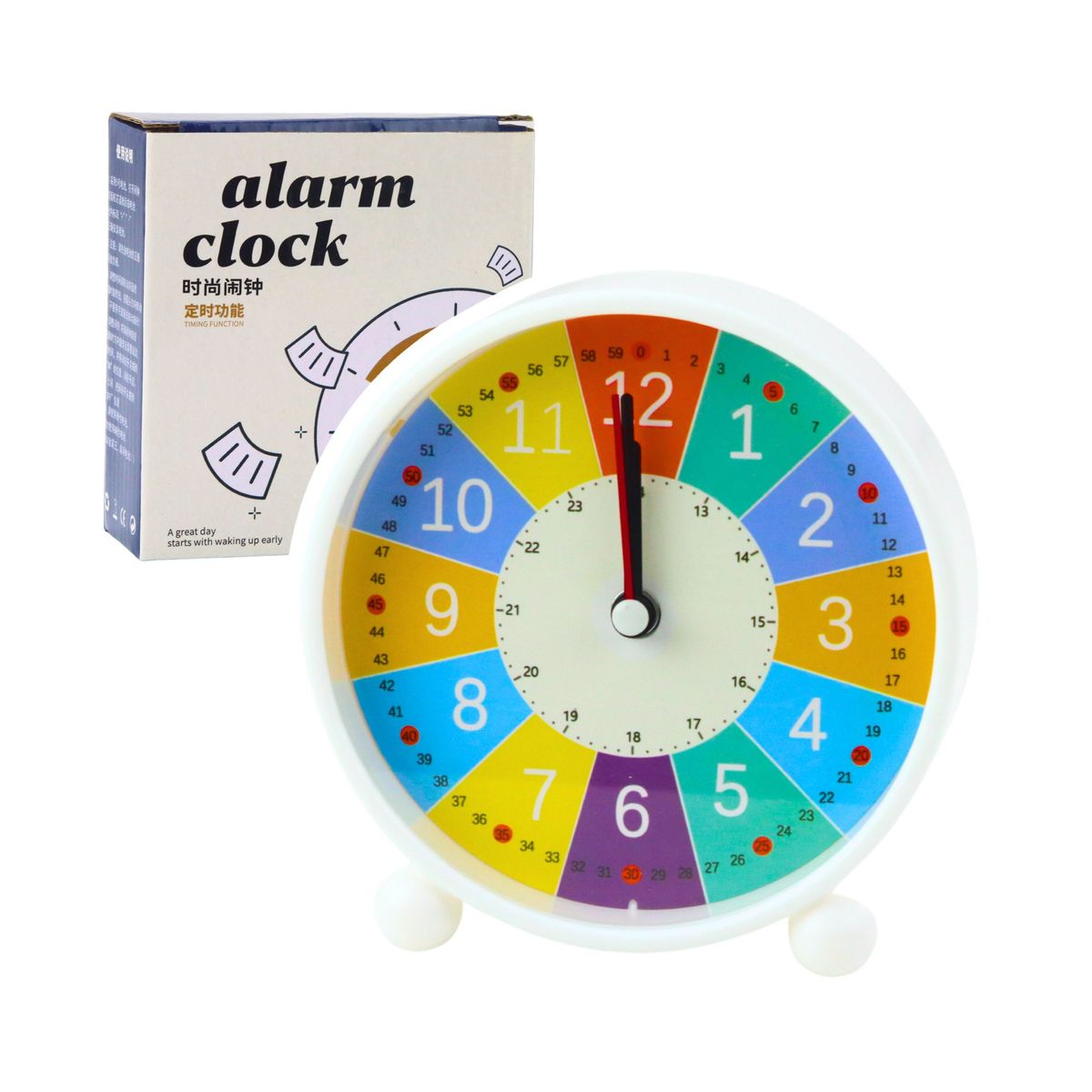 Zegarek dla dzieci Budzik Dziecięcy Edukacyjny Kwarcowy Minuty Sekundy Kolorowy 12cm Lean (24863)
