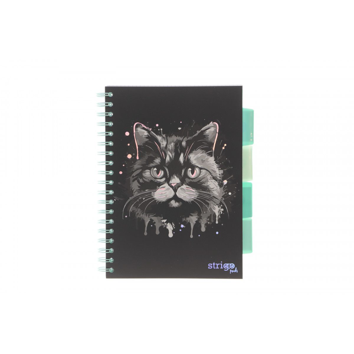 Kołozeszyt (kołobrulion) Strigo ANIMALS KOT CZARNY B5 100k. 80g krata (PADS023)