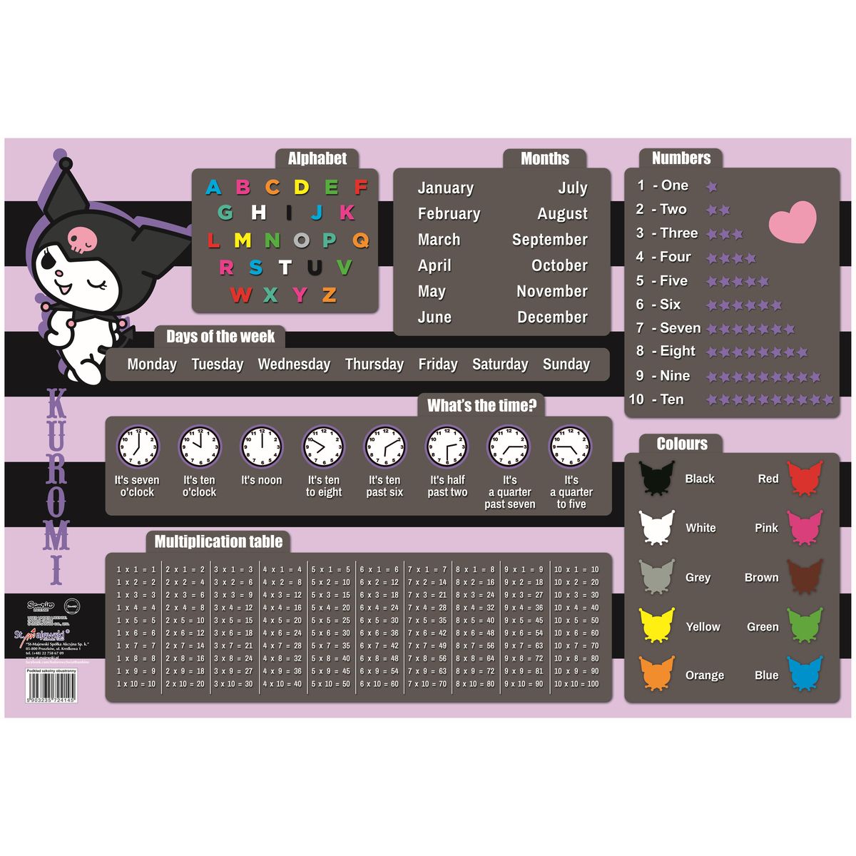 Podkład na biurko Kuromi mix płyta piśniowa pokryta okleiną PVC [mm:] 51x380 Bambino