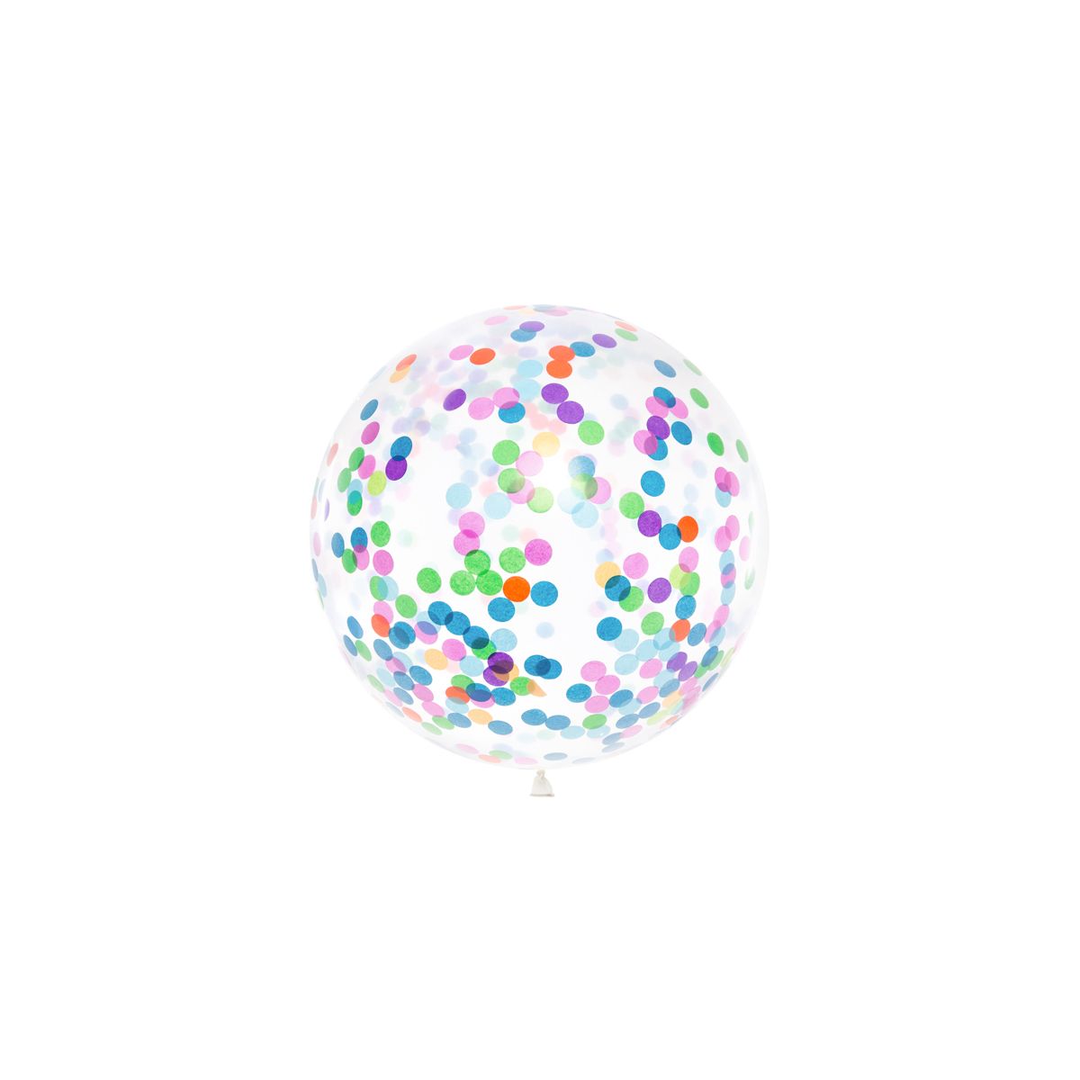 Balon gumowy Partydeco z okrągłym konfetti, 1m, mix transparentny 1000mm 36cal (BK36-1-000)