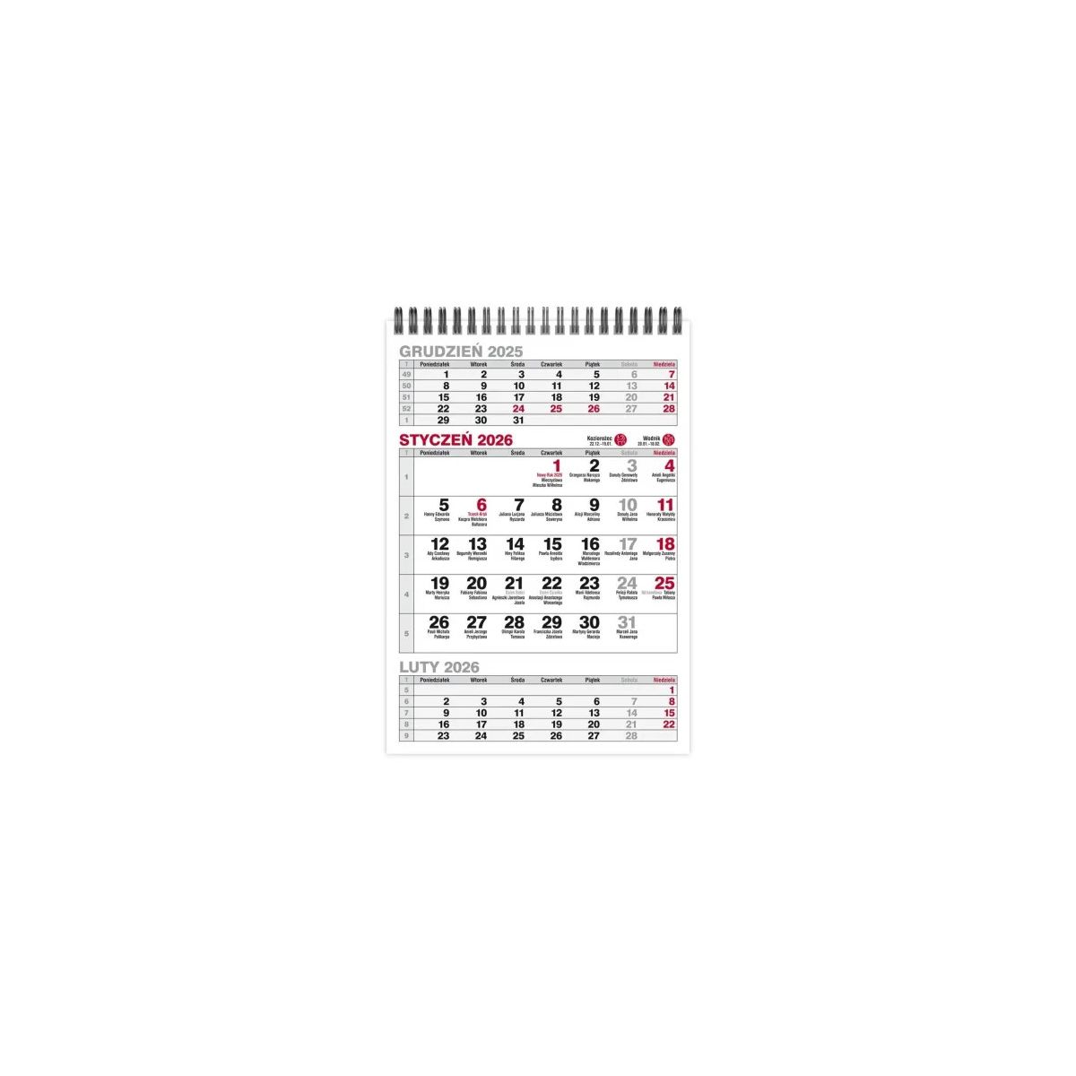 Kalendarz biurkowy Trójdzielny pionowy 145mm x 210mm Pan Kalendarzyk (KBA5-TR)