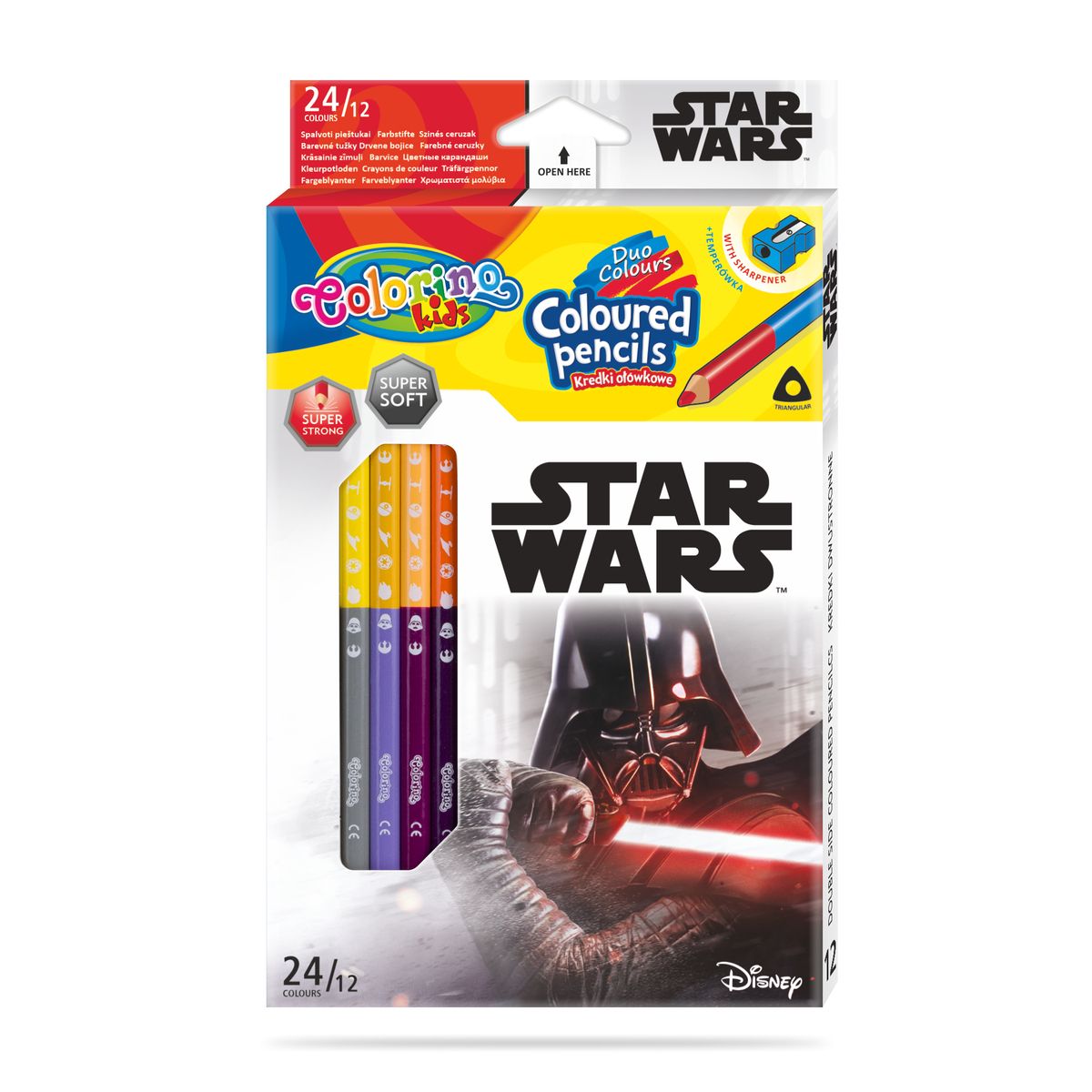 Kredki ołówkowe Disney Star Wars dwukolorowe 12 szt 24 kol. Patio (89465PTR)