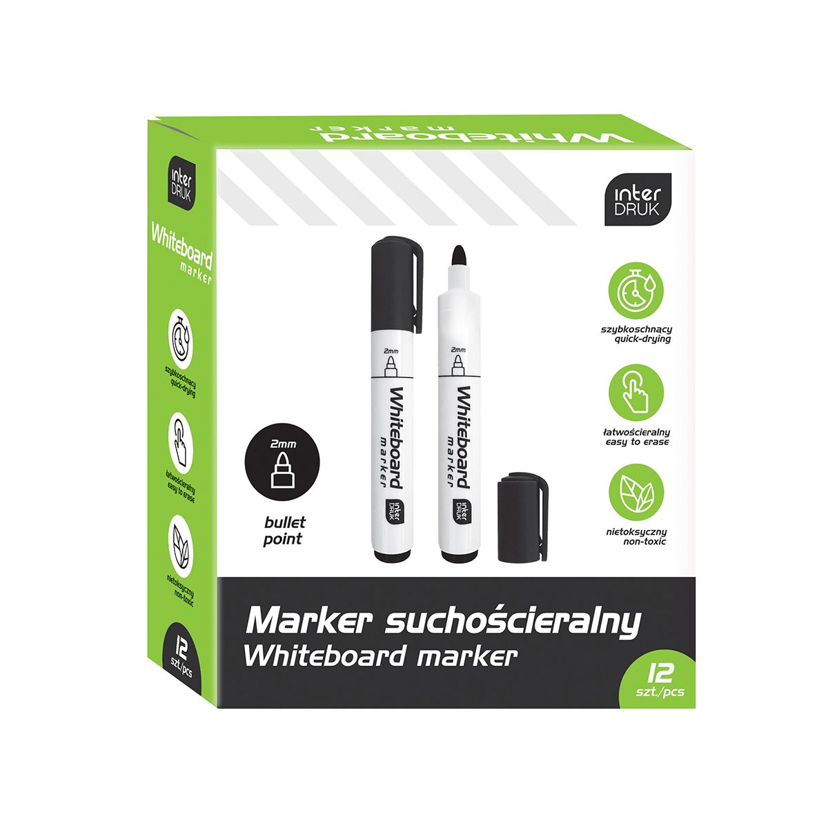 Marker suchościeralny czarny 2,0mm okrągła końcówka Interdruk (IMARTABCZA)