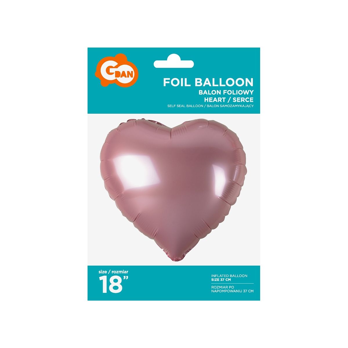 Balon foliowy Godan serce jasnoróżowy 18 cali 18cal (hs-s18jr)