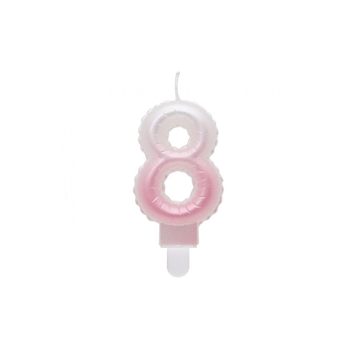 Świeczka urodzinowa cyferka 8, ombre, perłowa biało-różowa, 7 cm Godan (SF-PBR8)
