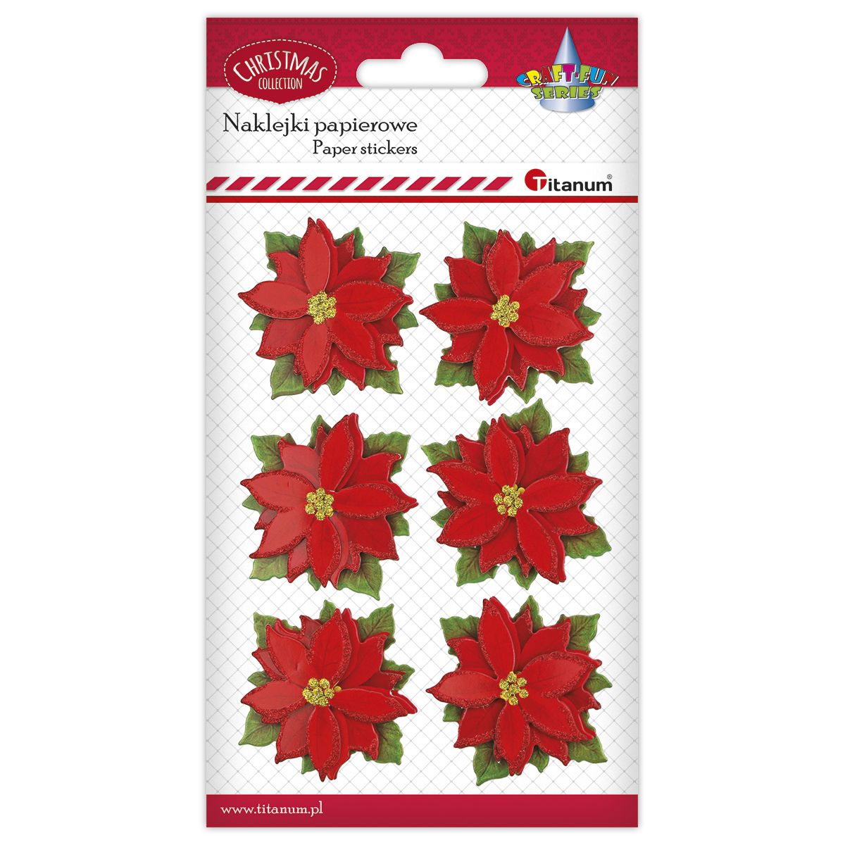 Naklejka (nalepka) Craft-Fun Series papierowa 3D poinsecje Titanum (25YQ0513-9)
