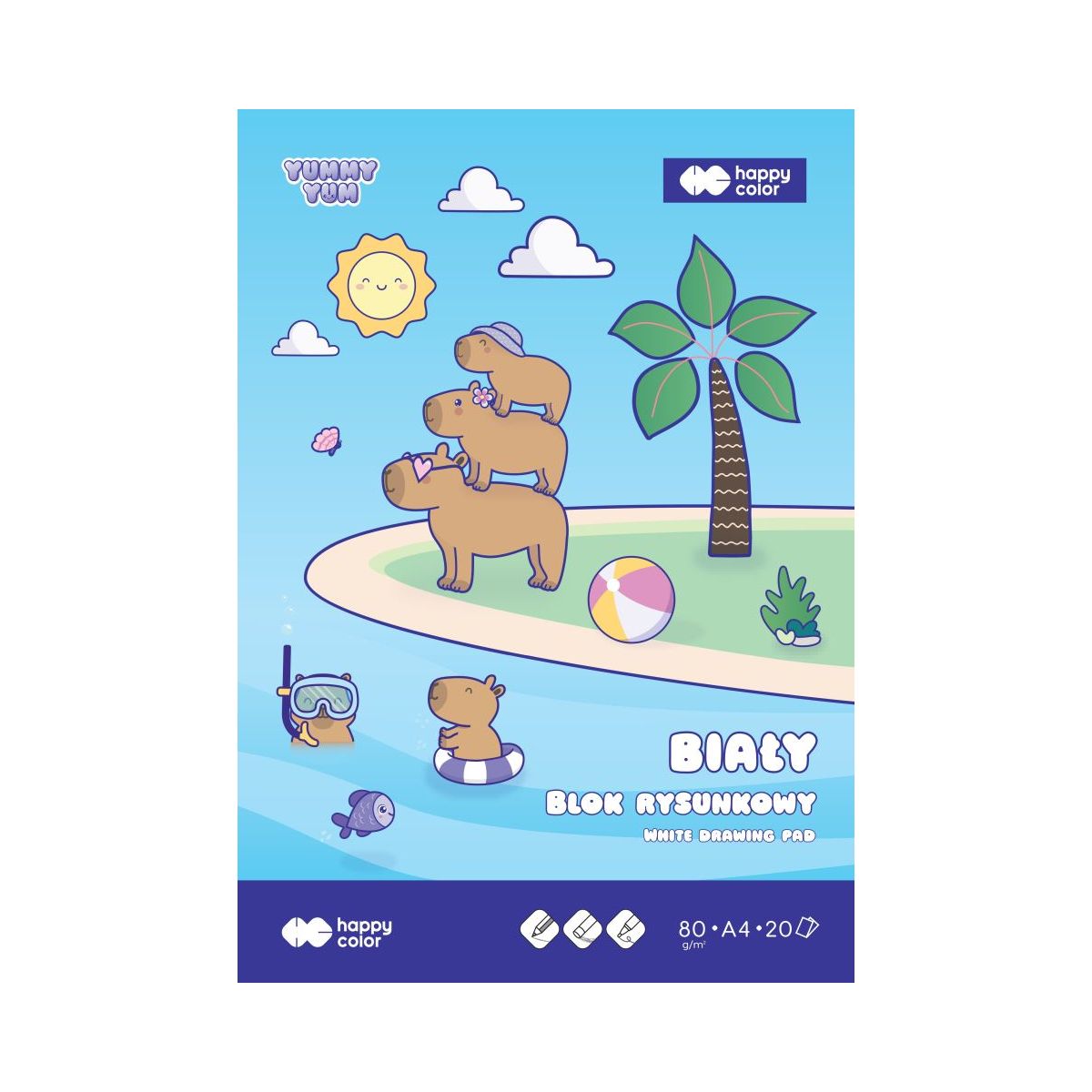 Blok rysunkowy A4 biały 80g 20k Happy Color (HA 3708 2030-0YU)