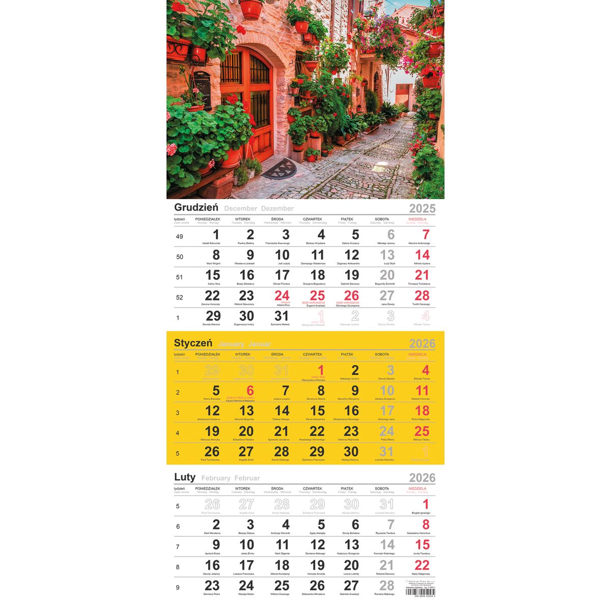 Kalendarz ścienny trójdzielny 288mm x 622mm Michalczyk i Prokop (T-106T-08)