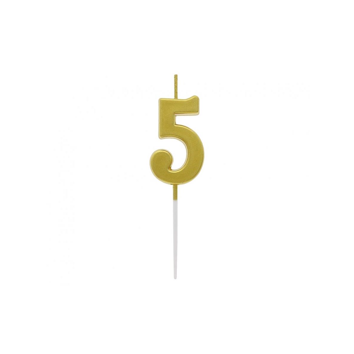 Świeczka urodzinowa piker B&C cyferka 5, metaliczna złota, 9.5x2.3 cm Godan (BH-SPZ5)