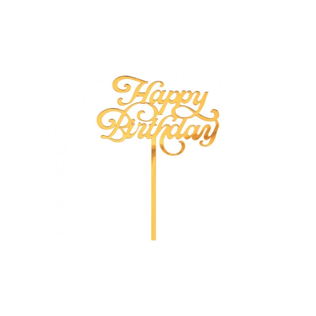 Dekoracja na tort akrylowa B&C na tort Happy Birthday, złota, 11x15 cm Godan (PF-DAHB)