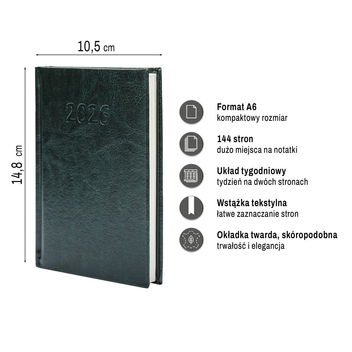 Kalendarz książkowy (terminarz) PRESTIGE A6 Press (tygodniowy)