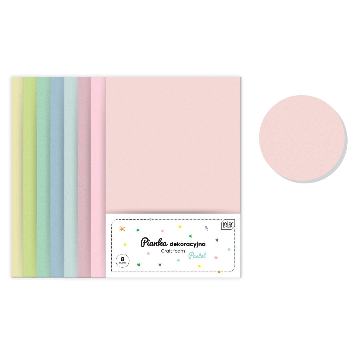Arkusz piankowy pianka dekoracyjna Pastel kolor: mix 8 ark. Interdruk (IPIANC-020)