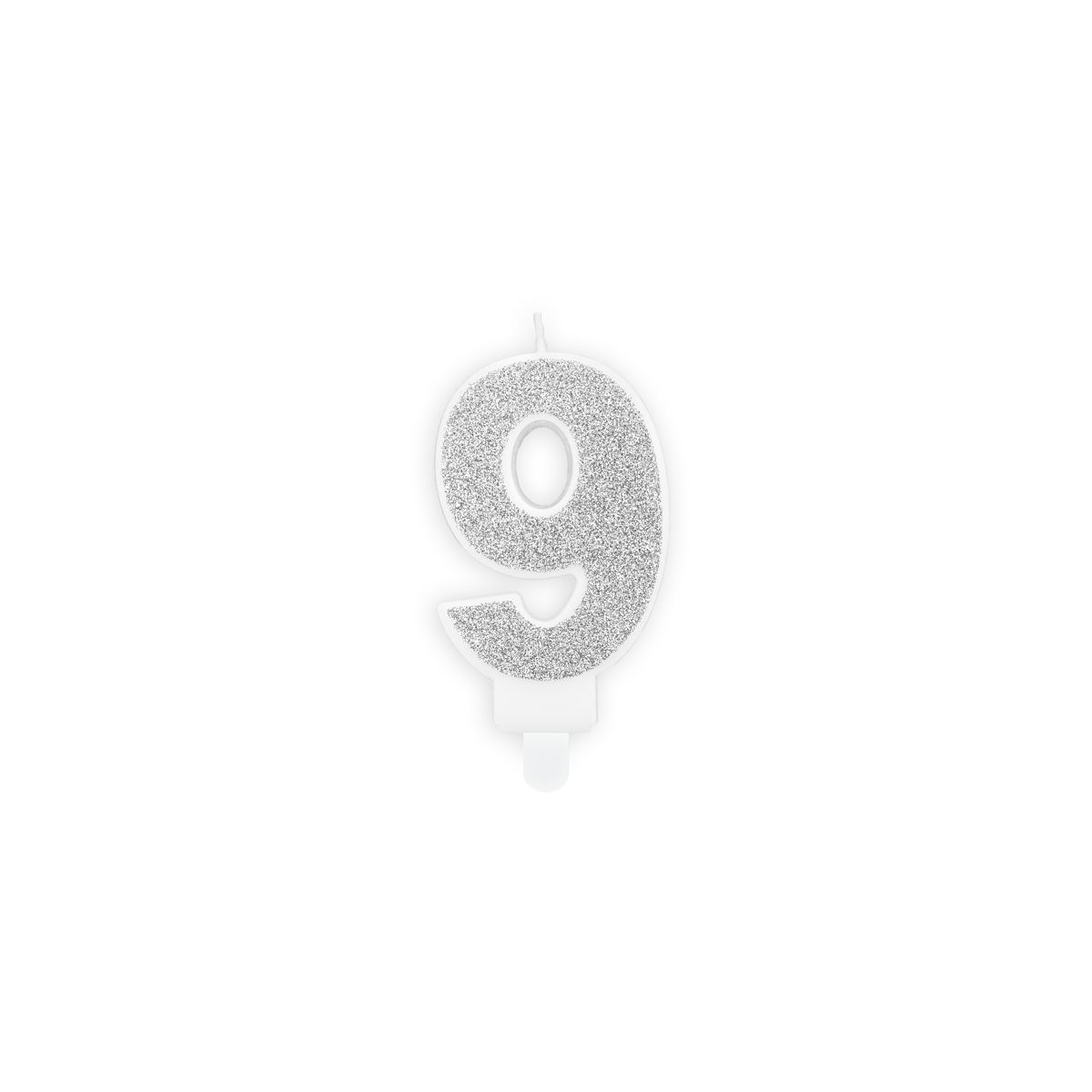 Świeczka urodzinowa cyferka 9 srebrny 7 cm 7cm Partydeco (SCU3-9-0188)