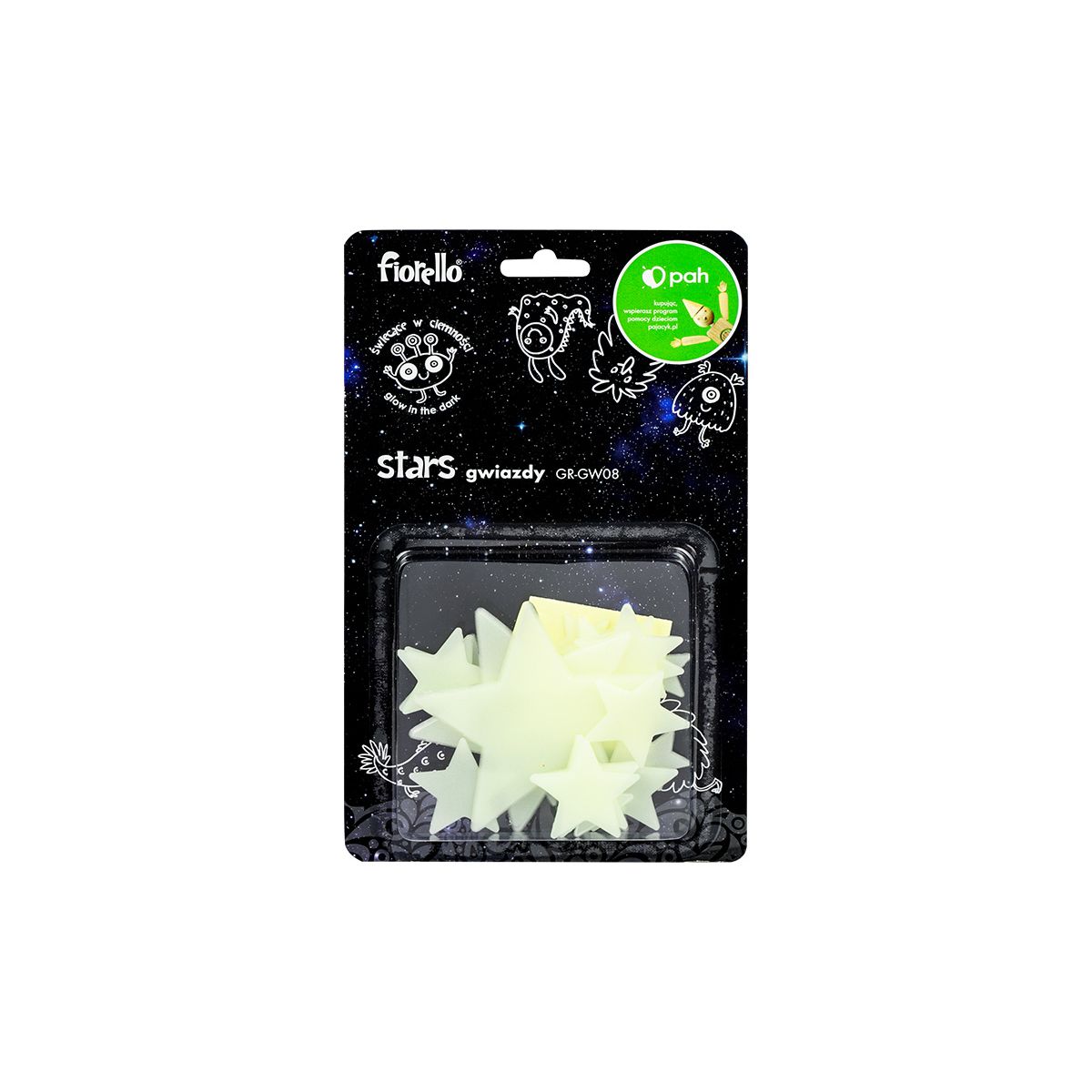 Naklejka ścienna Fiorello Fluorescencyjna gwiazdki miks 24 szt (170-2804)
