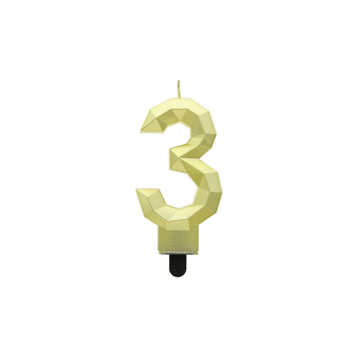 Świeczka urodzinowa cyferka 3 - Diament, metalik złoty, 7.6 cm Godan (PF-SDZ3)