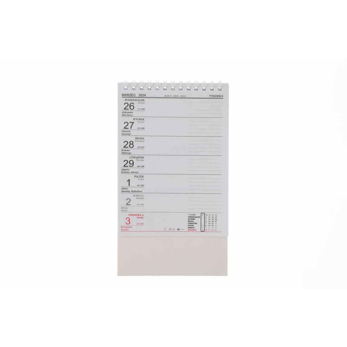 Kalendarz biurkowy biurkowe 125mm x 160mm Darrieus