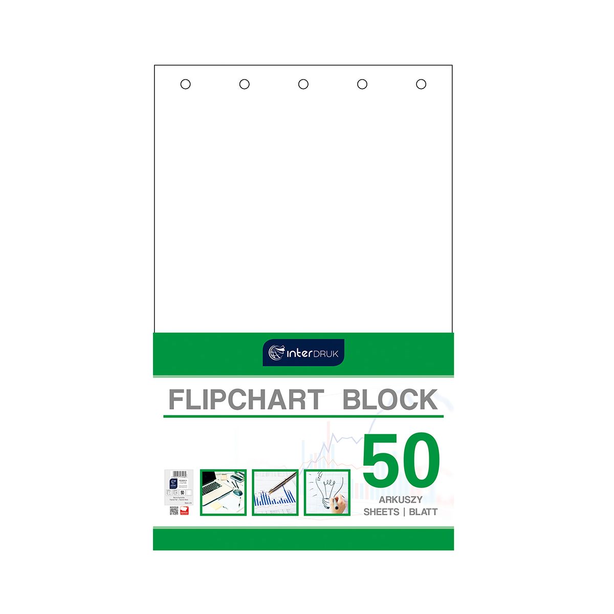 Blok do tablic flipchart Interdruk 50k. 80g czysty [mm:] 1000x640 (FLI50)