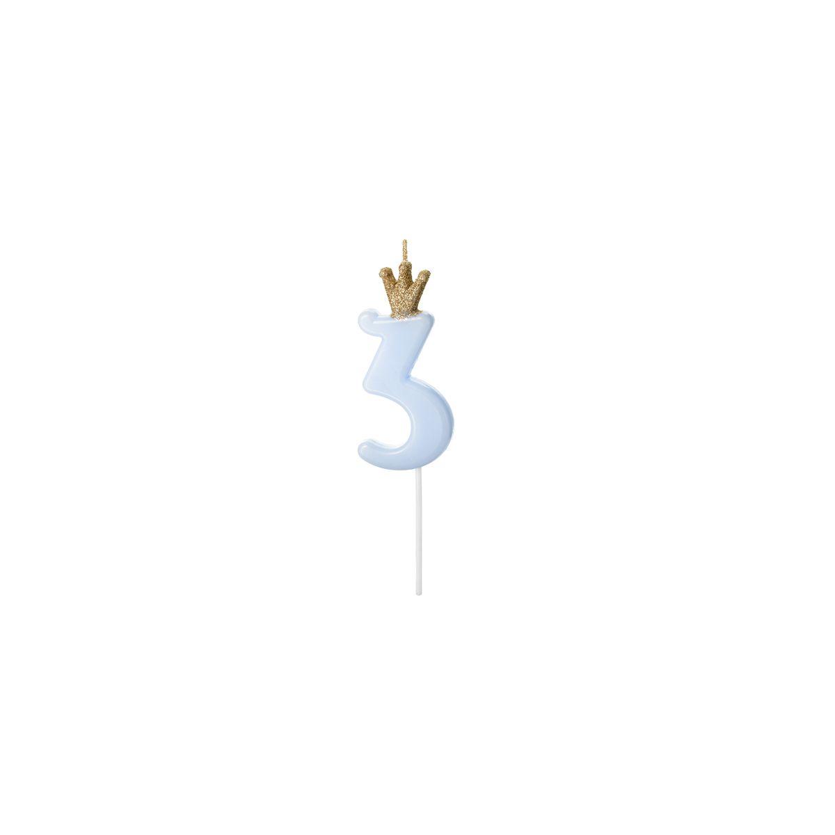 Świeczka urodzinowa Cyferka 3, jasny niebieski, 9.5cm Partydeco (SCU6-3-001J)