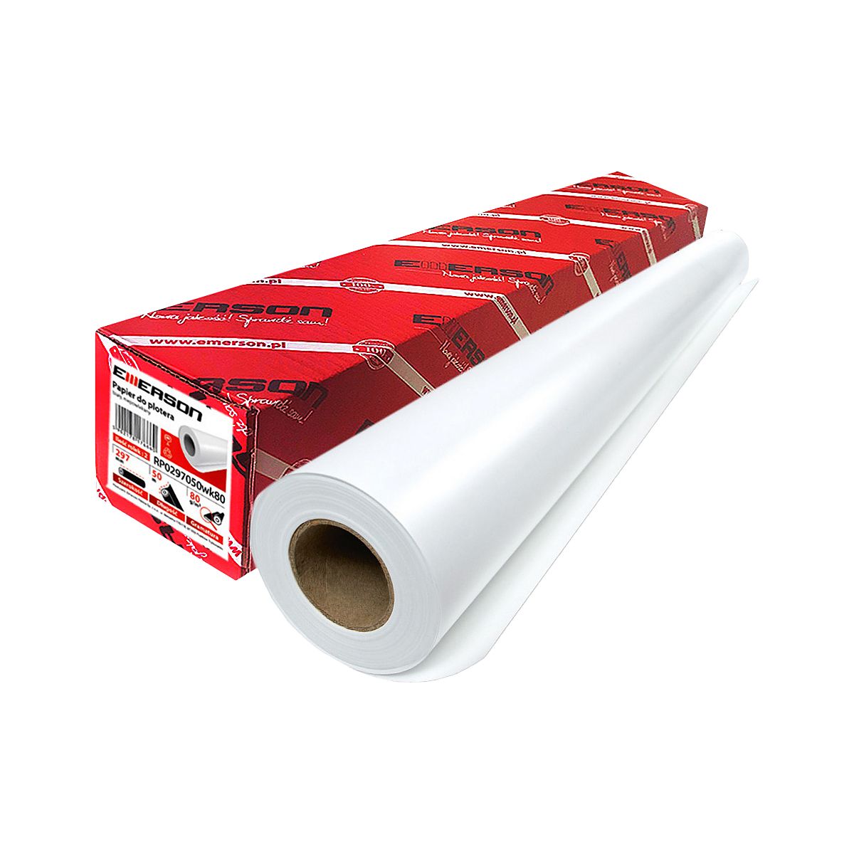 Papier do plotera Emerson biały 80g 420mm 0,5m (rp0420050wk80)