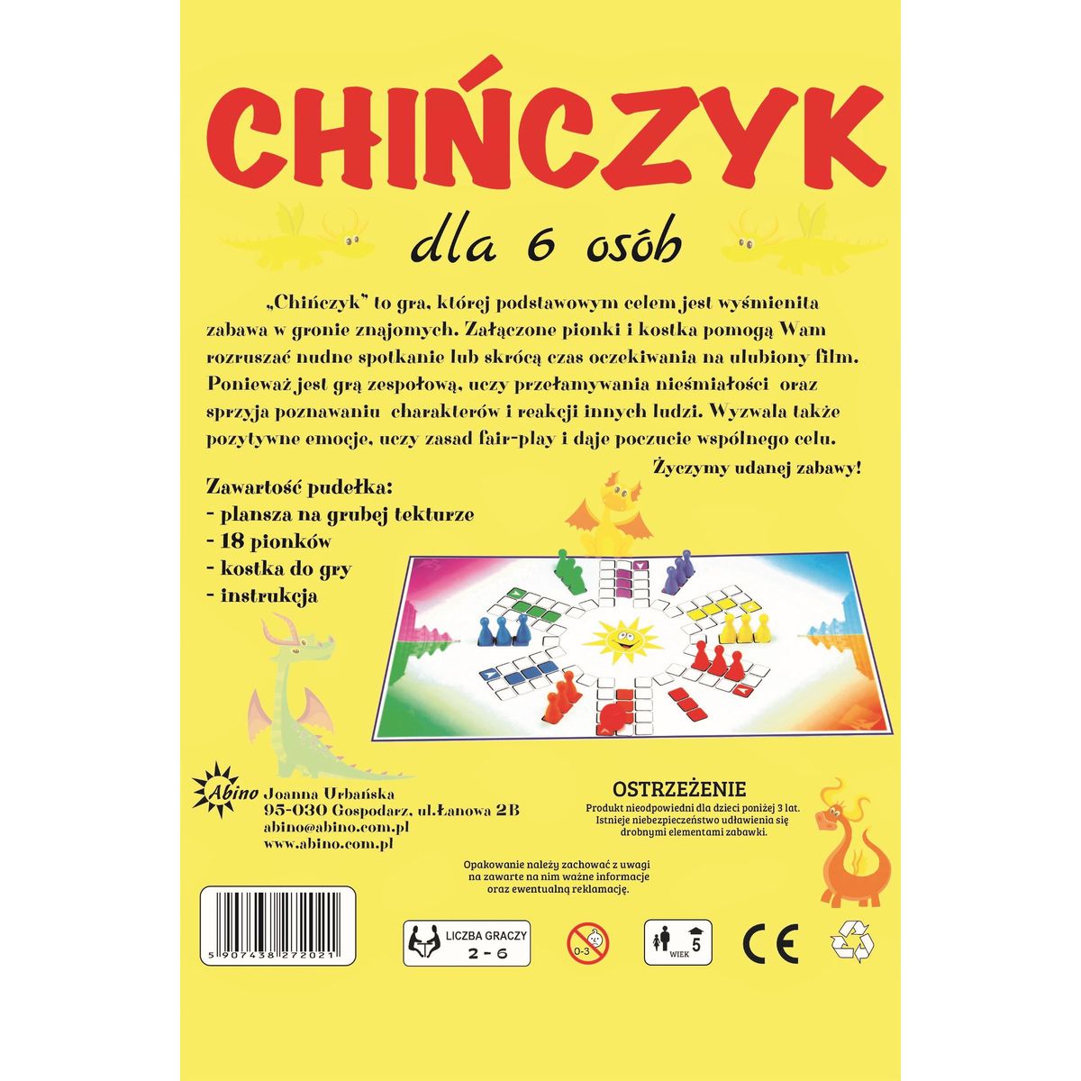 Gra planszowa CHIŃCZYK 6 OSOBOWY chińczyk Abino