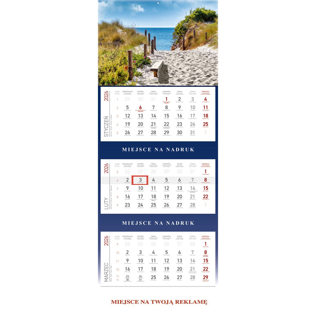 Kalendarz ścienny plecki granatowe kalendarz trójdzielny GÓRY 566mm x 295mm Wydawnictwo Wokół Nas (KS055B)