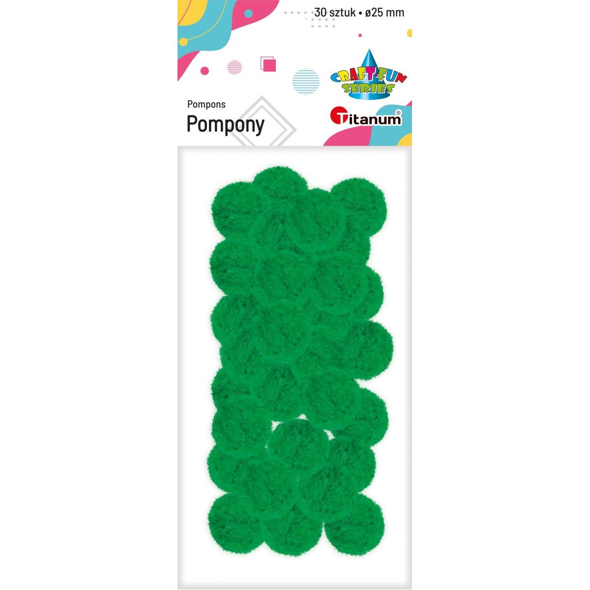Pompony Craft-Fun Series zielone 30 szt Titanum (352952)