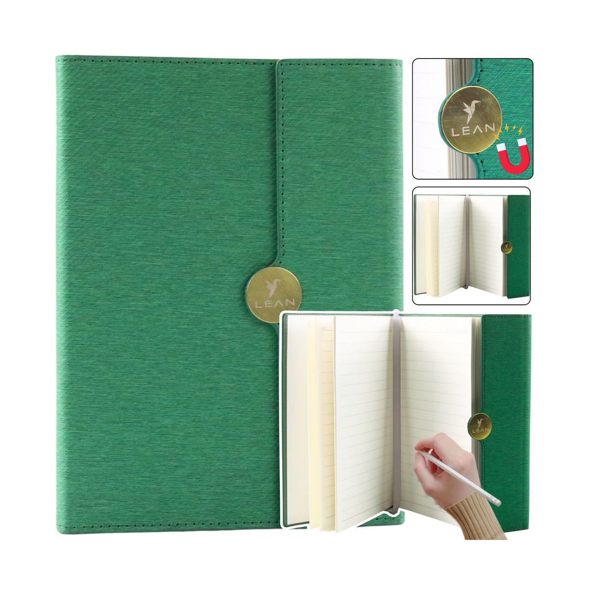 Notes Lean Biurowy Na Magnes Notatnik Z Obiciem Zielony A5 95k. linia [mm:] 210x150 (20684)