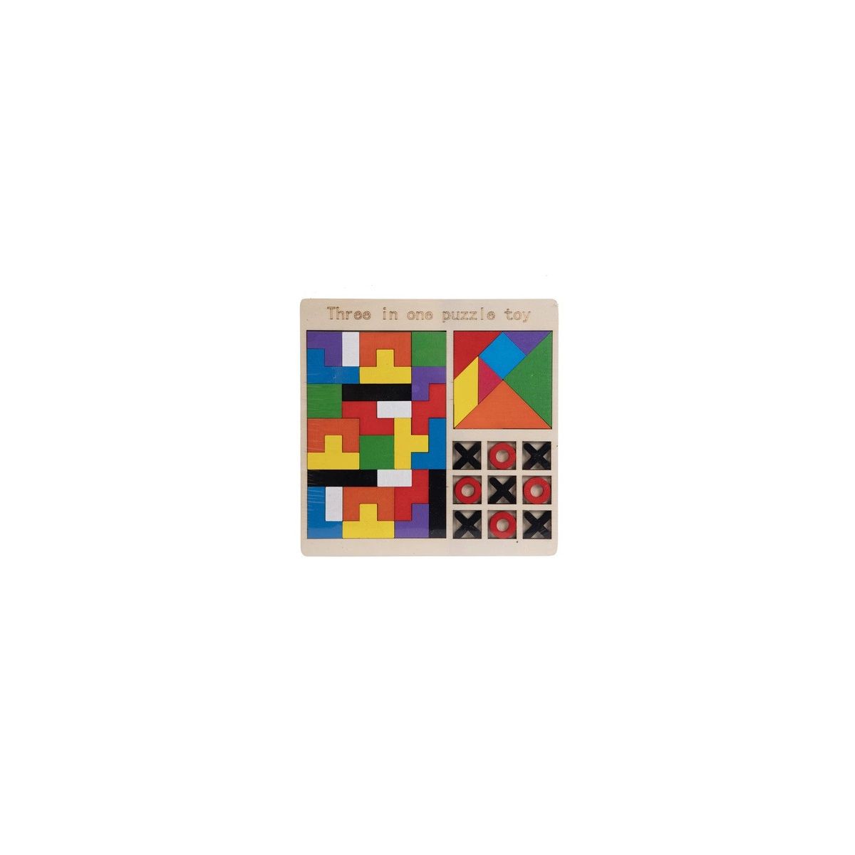 Układanka Norimpex drewniana 3wz tetris, kółko i krzyżyk, tangram (NO-2001258)