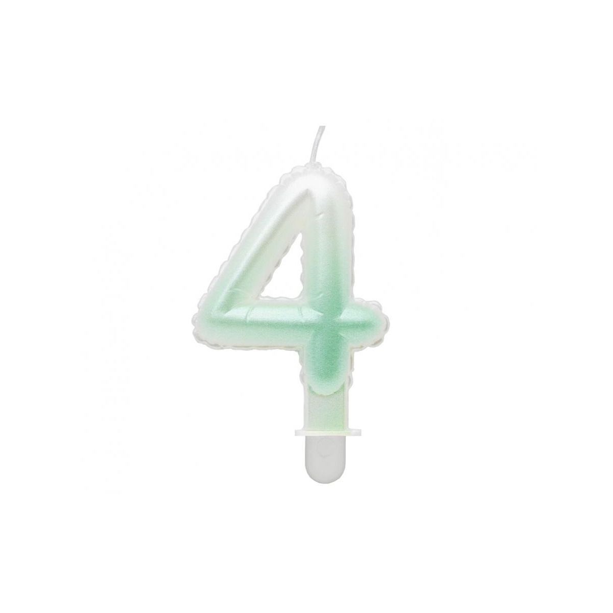 Świeczka urodzinowa cyferka 4, ombre, perłowa biało-zielona, 7 cm Godan (SF-PBZ4)