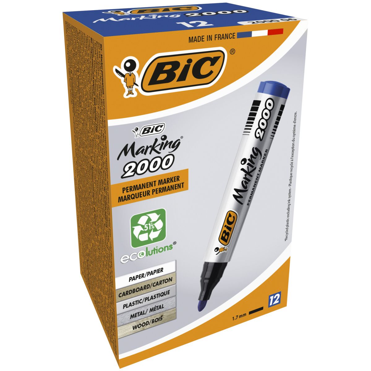 Marker permanentny Bic Marking 2000, niebieski 1,5mm okrągła końcówka (8209143)