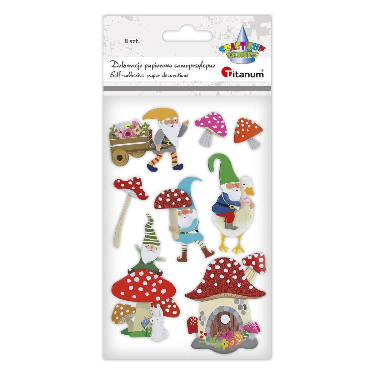 Naklejka (nalepka) Craft-Fun Series dekoracje samoprzylepne - krasnale, muchomorki Titanum (23XQ1207-15)
