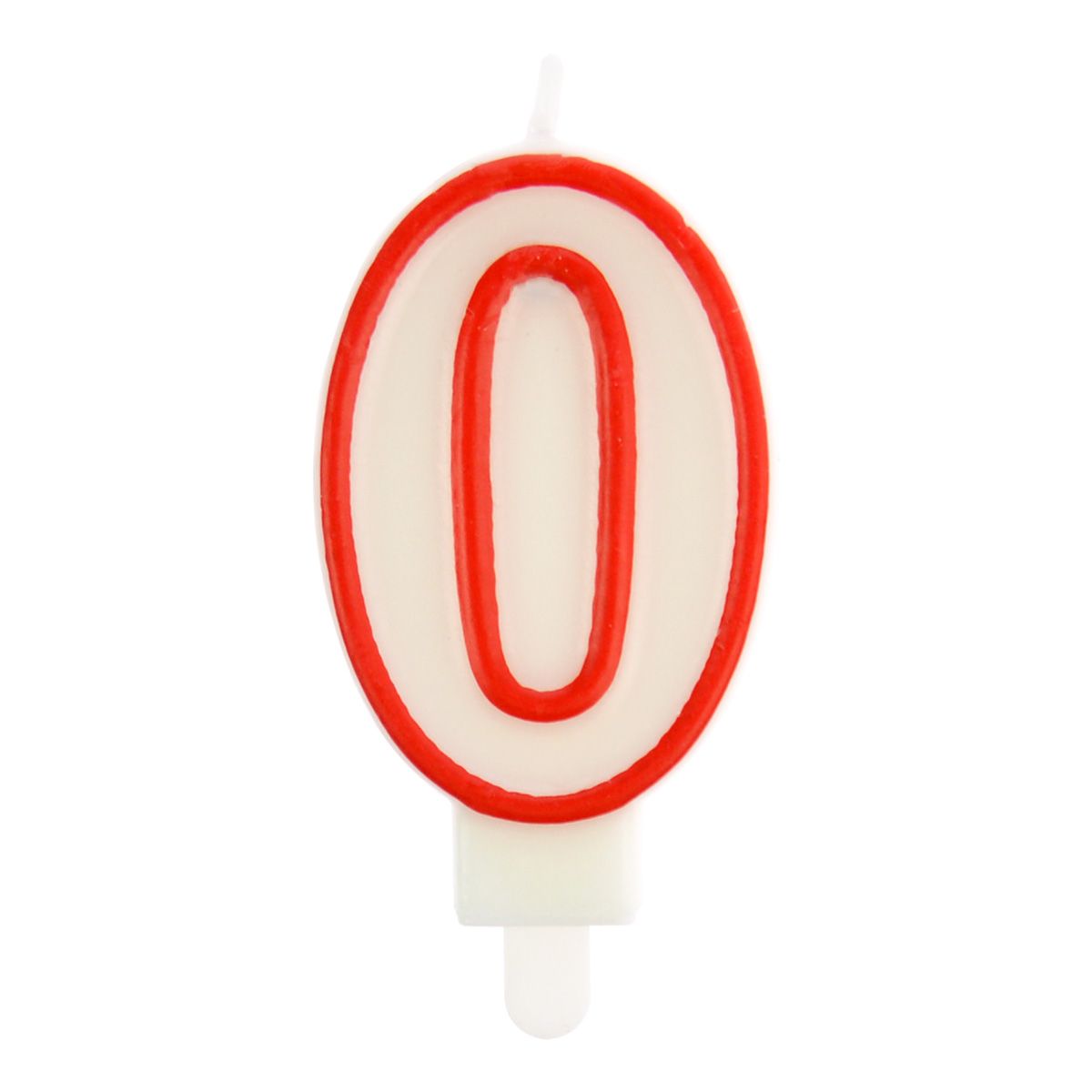 Świeczka urodzinowa cyferka nr 0 biała czerwona obwódka Arpex (DS0033CZE-0-9906)