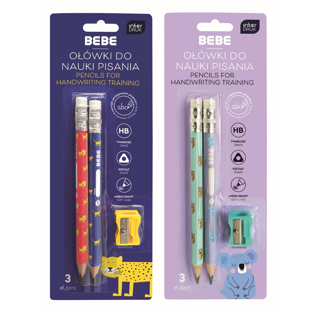 Zestaw piśmienniczy BEBE KIDS 2 szt jumbo + temerówka Bebe