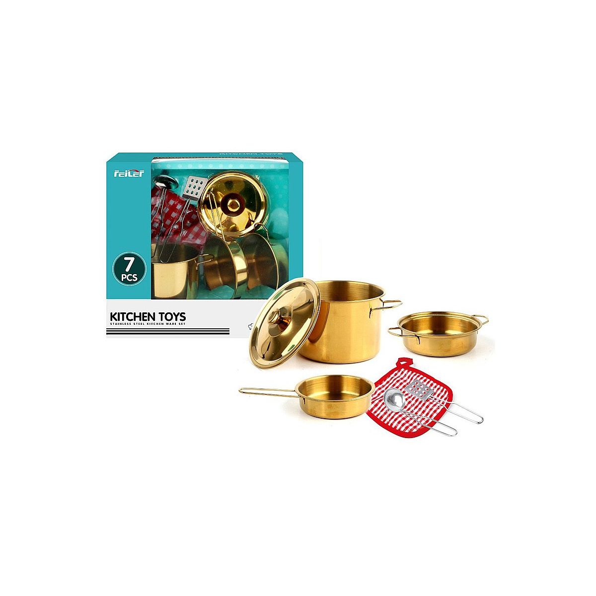 Naczynia zestaw metalowych garnków, złote Adar (622234)