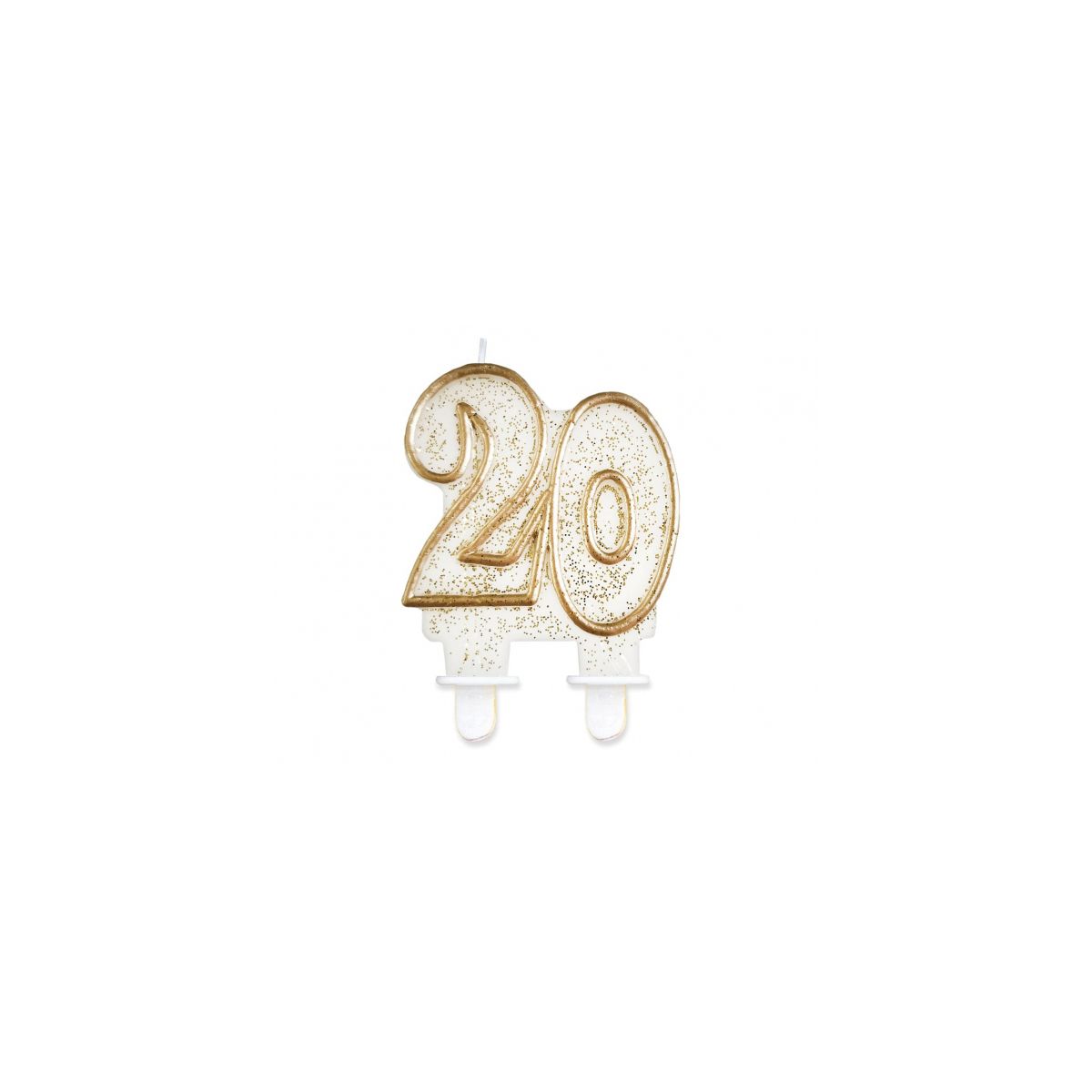 Świeczka urodzinowa cyferka 20, złoty kontur Godan (PF-SCZK20)
